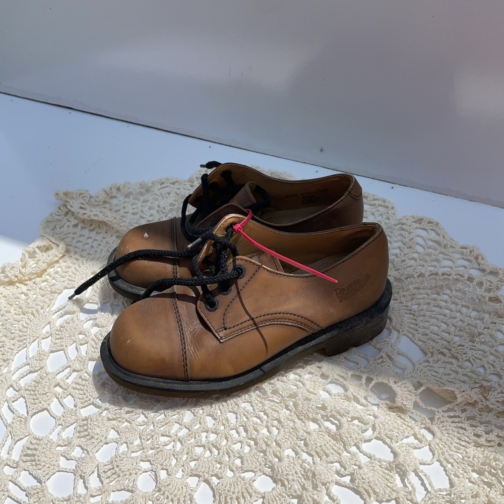 Vintage dr martens low Top brown‎ leather Size 4 # 8309